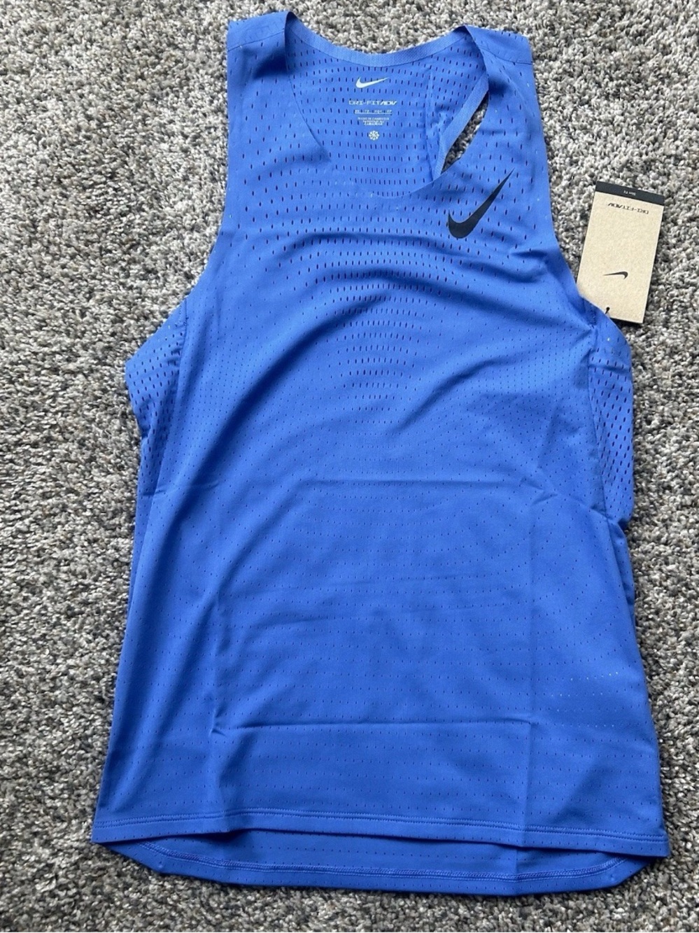Nike Aeroswift Dri-Fit ADV Running Singlet Blue Mens Medium Slim FN4231-411